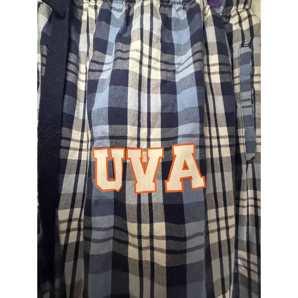Univ. of Virginia UVA Logo'd Mens‎ Sz XL Tartan Pajama Bottoms with Pockets